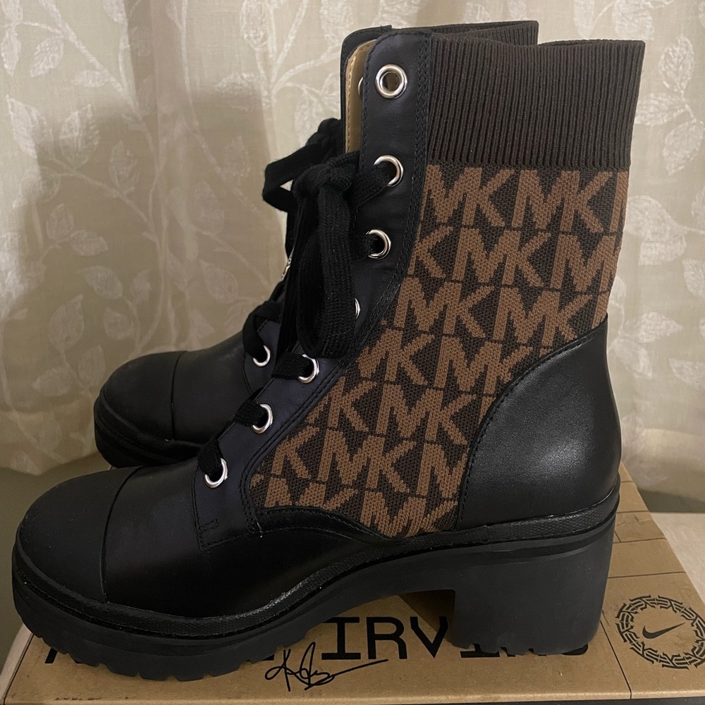 Michael Kors Monogram Combat Boots (Size 8) - Picture 3 of 4